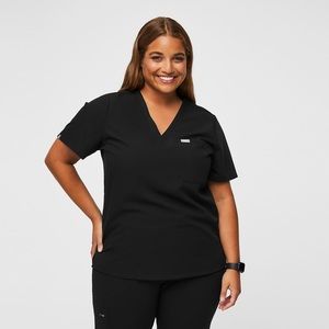 Catarina One-Pocket Scrub Top, Figs, XXL, Black